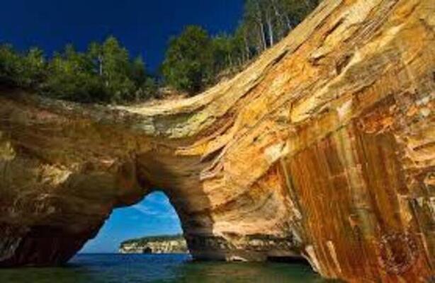 A scenic landscape view with lush greenery